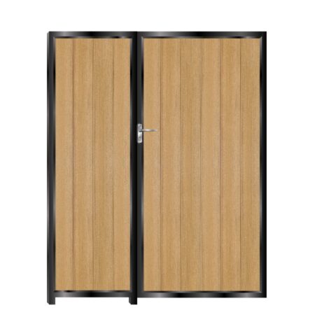 McAdam Tall Composite Side Gates & Fixed Panel - Golden Oak Light Brown_c