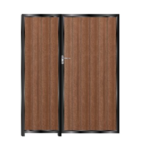 McAdam Tall Composite Side Gates & Fixed Panel - Mahogany - Dark Brown_c