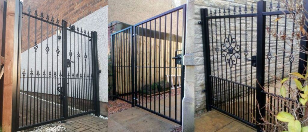 tall metal side gates fixed panel pedestrian security gate