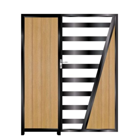Harris Tall Composite Side Gates & Fixed Panel - Golden Oak Light Brown_c