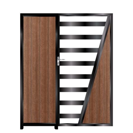 Harris Tall Composite Side Gates & Fixed Panel - Mahogany - Dark Brown_c