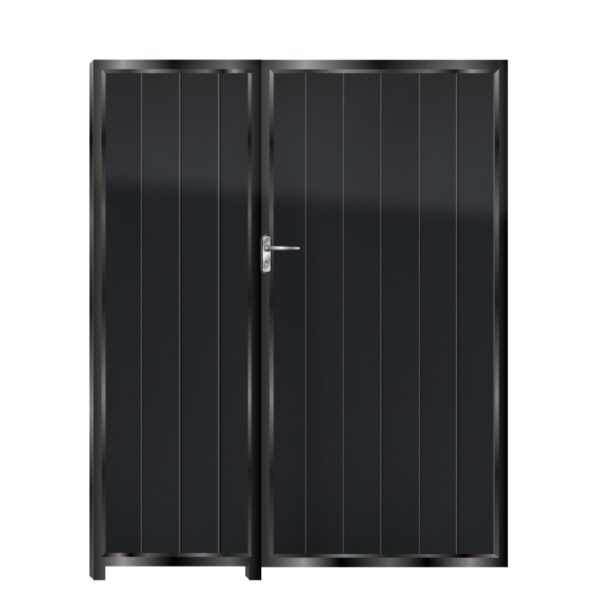 McAdam Tall Aluminium Side Gates & Fixed Panel - Black_c