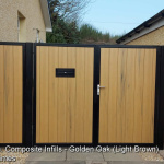 composite driveway gates - next gen golden oak light brown - black steel frames composite driveway gates - next gen golden oak light brown - black steel frames