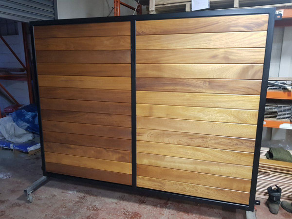Tall Sliding Metal Framed Timber Driveway Gate