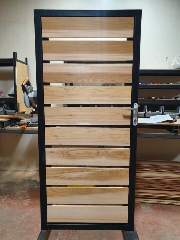 Tall Metal Framed Timber Side Gate