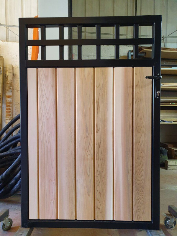 Metal Framed Timber Side Gate with Square Feature
