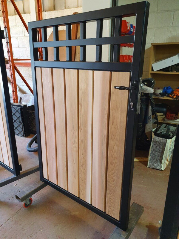 Metal Framed Timber Side Gate with Square Feature