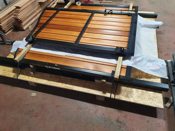 Tall Metal Framed Timber Driveway Gates