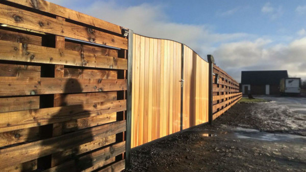 Tall Metal Framed Timber Driveway Gates