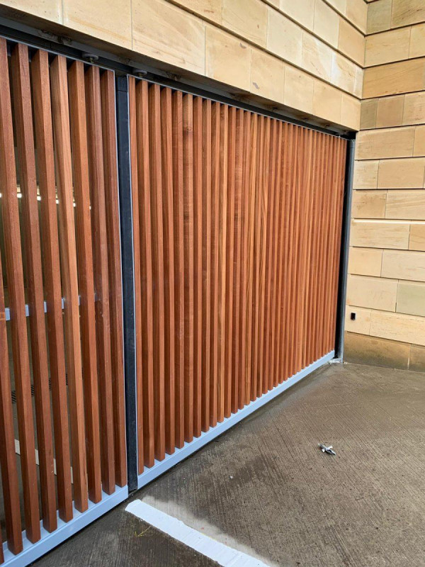 Metal Framed Timber Sliding Driveway Gates