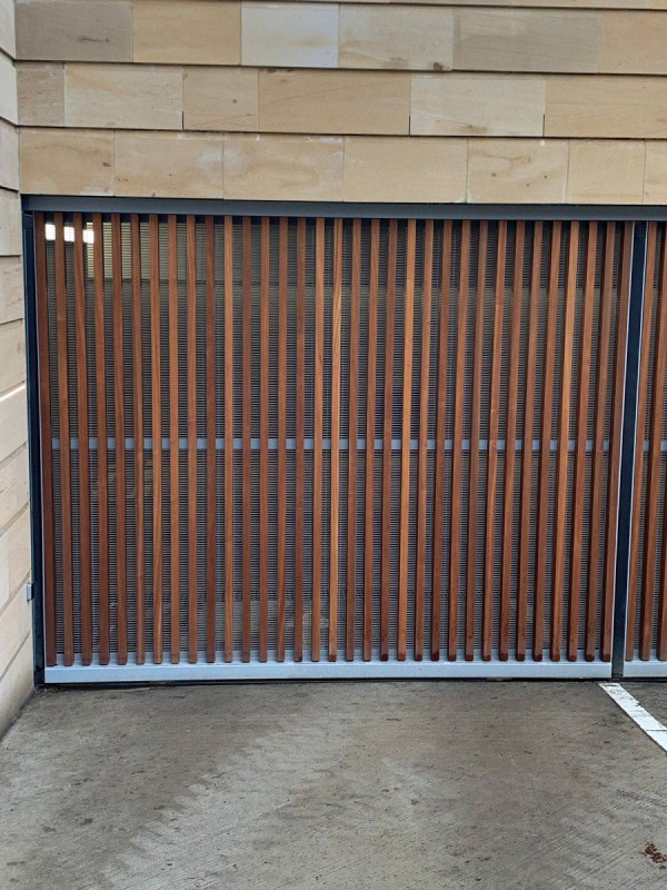 Short Metal Framed Cedar Driveway Gates