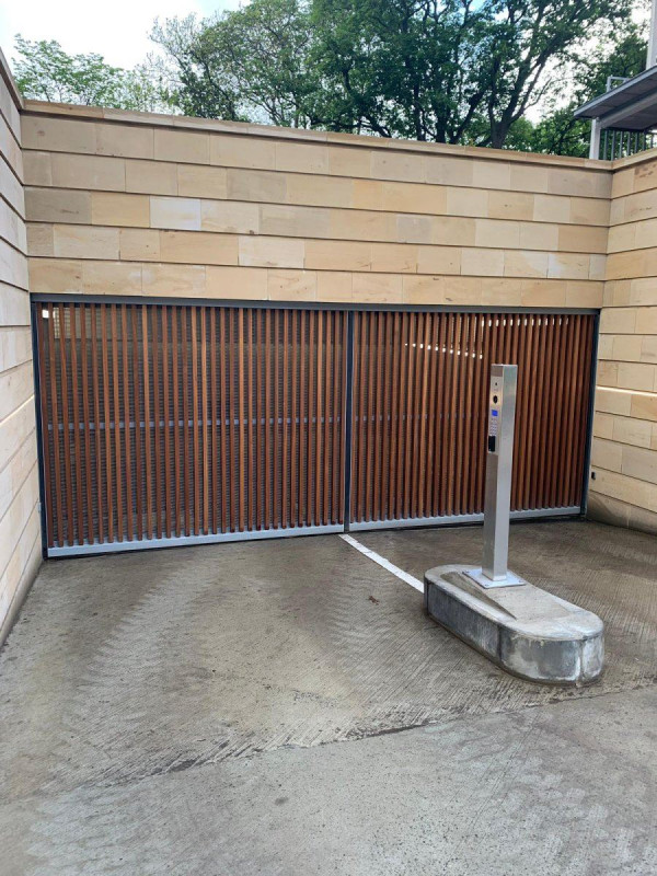 Short Metal Framed Cedar Driveway Gates