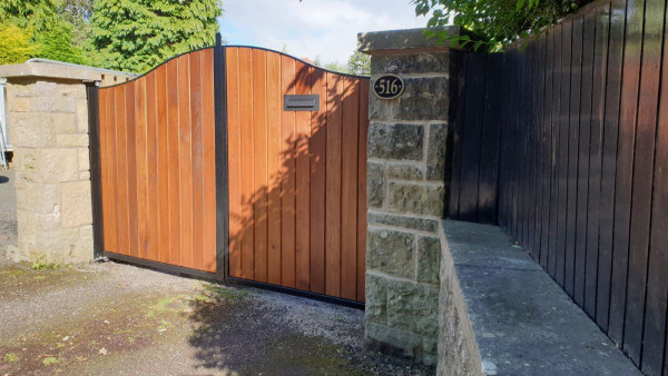 Tall Metal Framed Driveway Gates with Letterbox