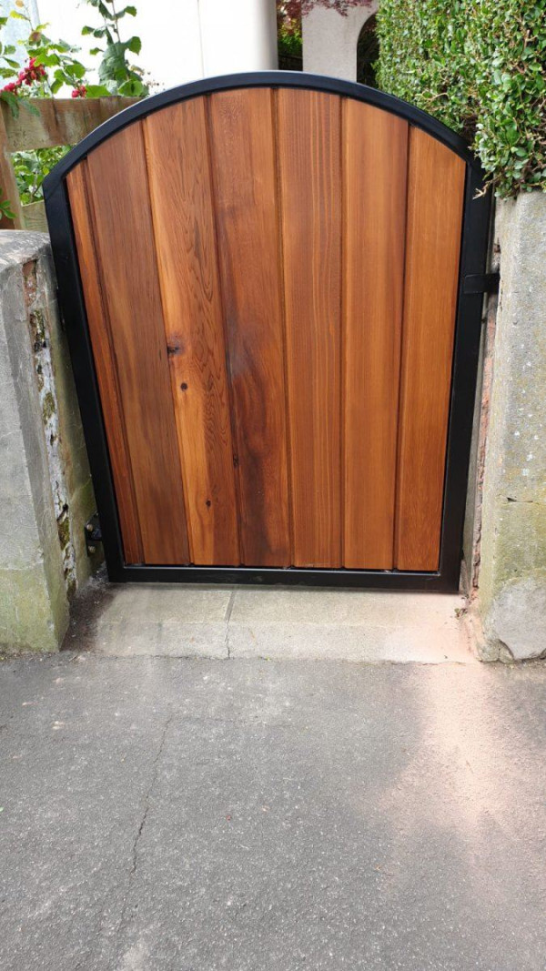 Rounded Metal Framed Timber Garden Gate