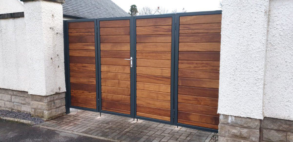 Tall Metal Framed Timber Bi Fold Gates