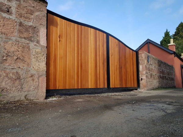 Metal Framed Timber Driveway Gates