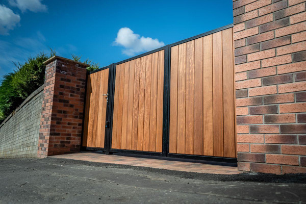 Tall Metal Framed Timber Sliding Driveway Gates